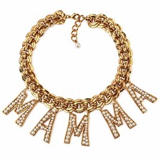 DOLCE & GABBANA MAMMA Madre Perla Gargantilla Collar Cadena Oro