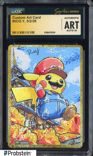 Rico. Y Signed Sketched Pokemon JPN Custom Art Card CGC Authentic AUTO 10