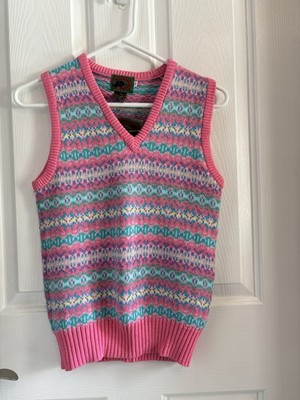 Vintage Boston Traders Women's Sleeveless Sweater Vest  80's Bright Pink Small