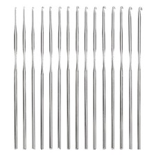 15Pcs Stainless Steel Crochet Hook Set Ergonomic Knitting Hook Craft Silver