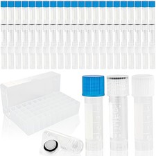 150 PCS 2ml Plastic Cryogenic Vials Self Standing Clear Test Tube Seal Cap