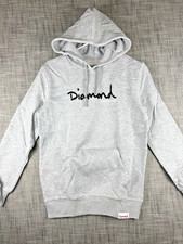 Size S - Diamond Supply Co. Script Logo Slim Pullover Hoodie Sweatshirt Grey NWT