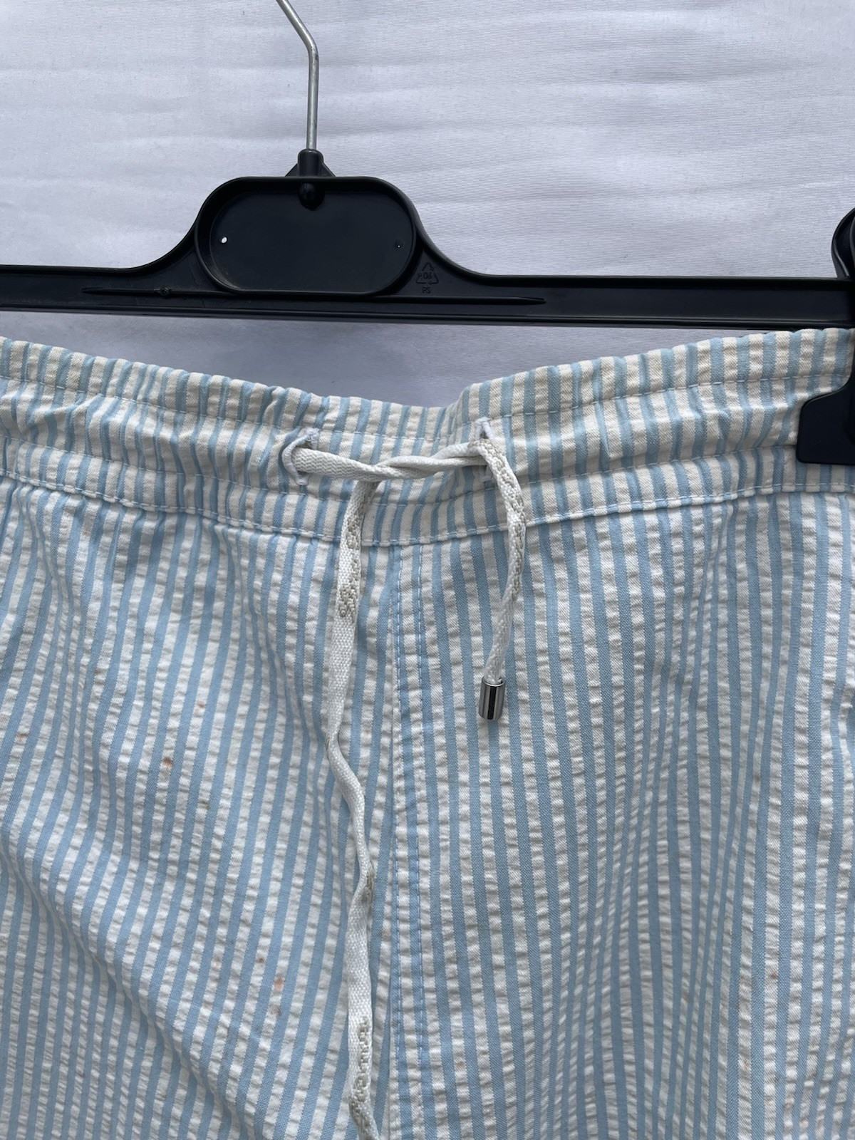 H73# Loro Piana XL Swim Trunks Shorts Light Blue White Stripe Seersucker Italy image 3