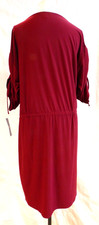 Chaps Women's Dress with Ruched Sleeves size L Cranberry