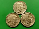 1936 PDS Buffalo Nickels Set. Full Horns. Actual Coins.
