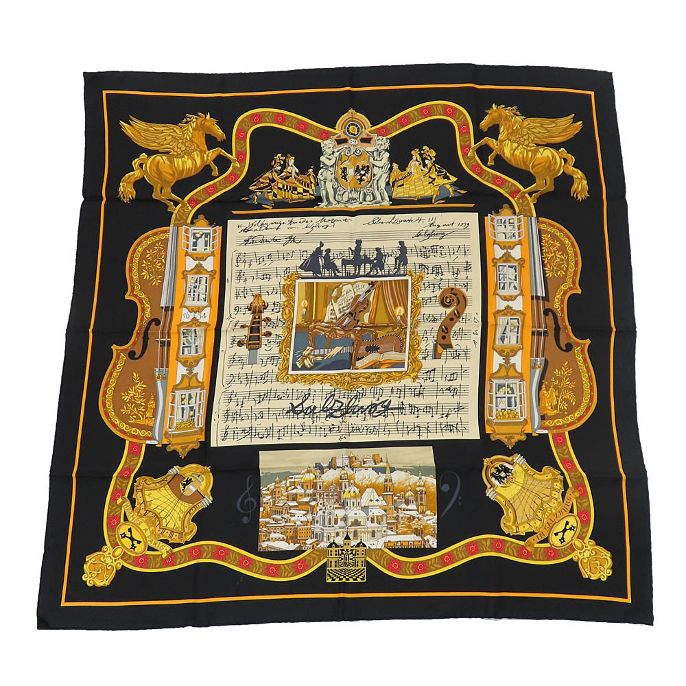 Hermes Salzburg Scarf 90 Silk in Black