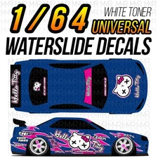 1/64 Scale HELLO KITTY DRIFT White Toner Universal WaterSlide Decals for Hot