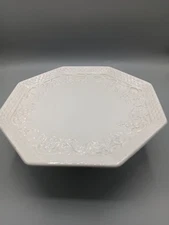 VINTAGE LEFTON MILK WHITE PANEL GRAPE PEDESTAL CAKE STAND/PLATE