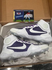 Retro Purple & White NIKE ALPHA HUARACHE ELITE 3 MID CLEATS