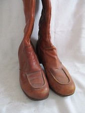 Trotters Olde Maine Women's Vintage Leather Boot Sz. 9 M Brown Zip Up Knee High