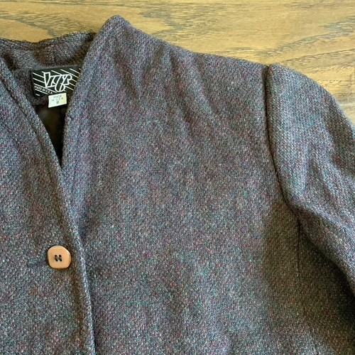 Giacca lana vintage anni 80 taglia grande nera grigia marca KGR made in USA - Foto 3 di 22