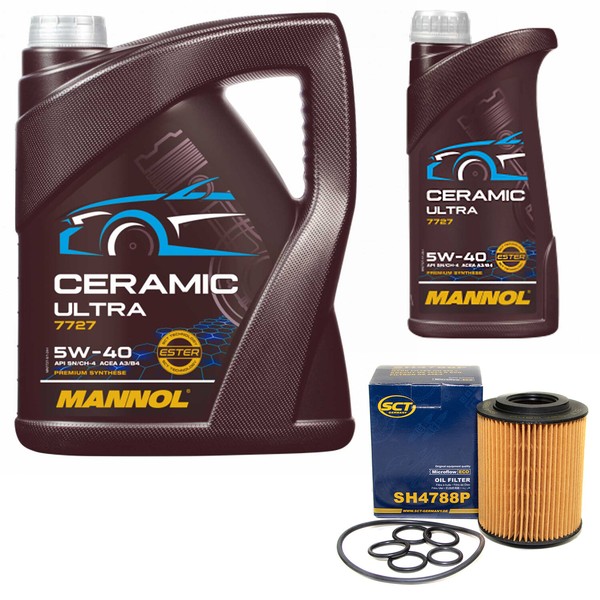 MotoröL Set Mannol 5W-40 Ceramic Ultra 6 Liter + ÖLfilter FüR Opel Astra H 1.7-image