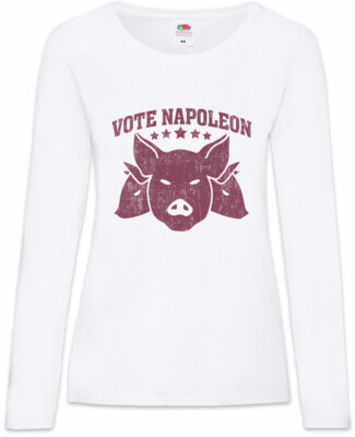 Vote Napoleon Damen Langarm T-Shirt Animal Animals Pig Farm Symbol Sign Logo
