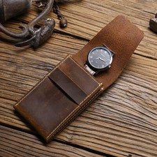 Retro Genuine Leather Watch Box Bracelet Storage Case Travel Jewelry Watch Pouch