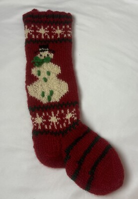 Vintage Santa s Best Knit Snowman Stocking Wool Red 21 