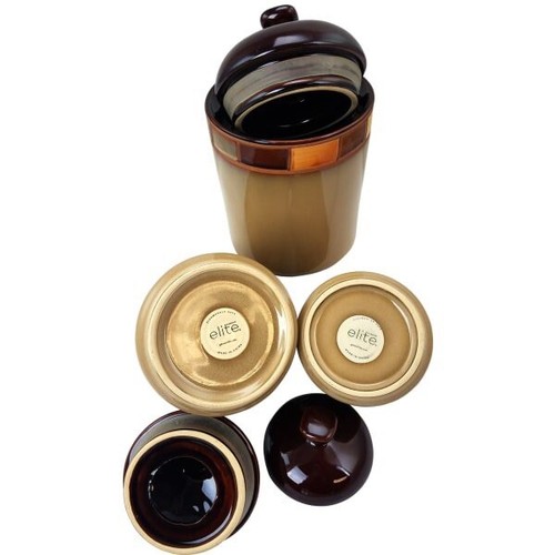 CASA ESTEBANA 3 Pc Reactive Stoneware Kitchen Storage Canister Jar Set w Lids - Picture 2 of 4
