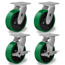 6"X 2" Heavy Duty Casters - Polyurethane Caster with Capacity up to 1200-4800 LB