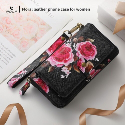 Crossbody Handbag Wallet Flower Phone Case For Samsung S22 S23 S24 S25 Ultra - Picture 36 of 84