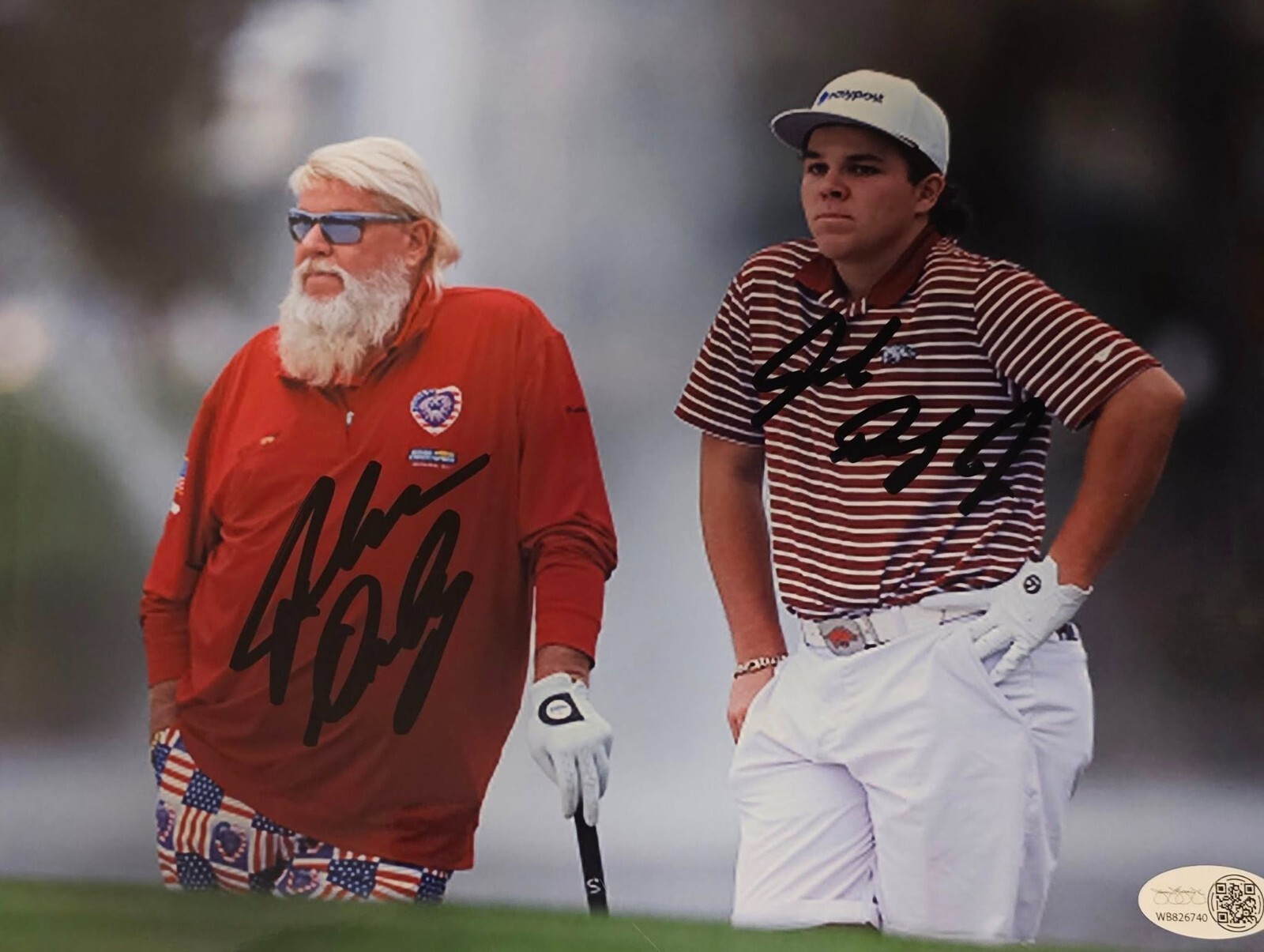 John Daly Autographed Signed & JR 8x10 Color Photo w/JSA COA- PGA LEGEND METALLIC 