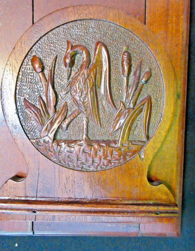 AESTHETIC VICTORIAN ADJUSTABLE EXPANDABLE WALNUT STORK BOOKENDS ARTS & CRAFTS - Picture 5 of 9