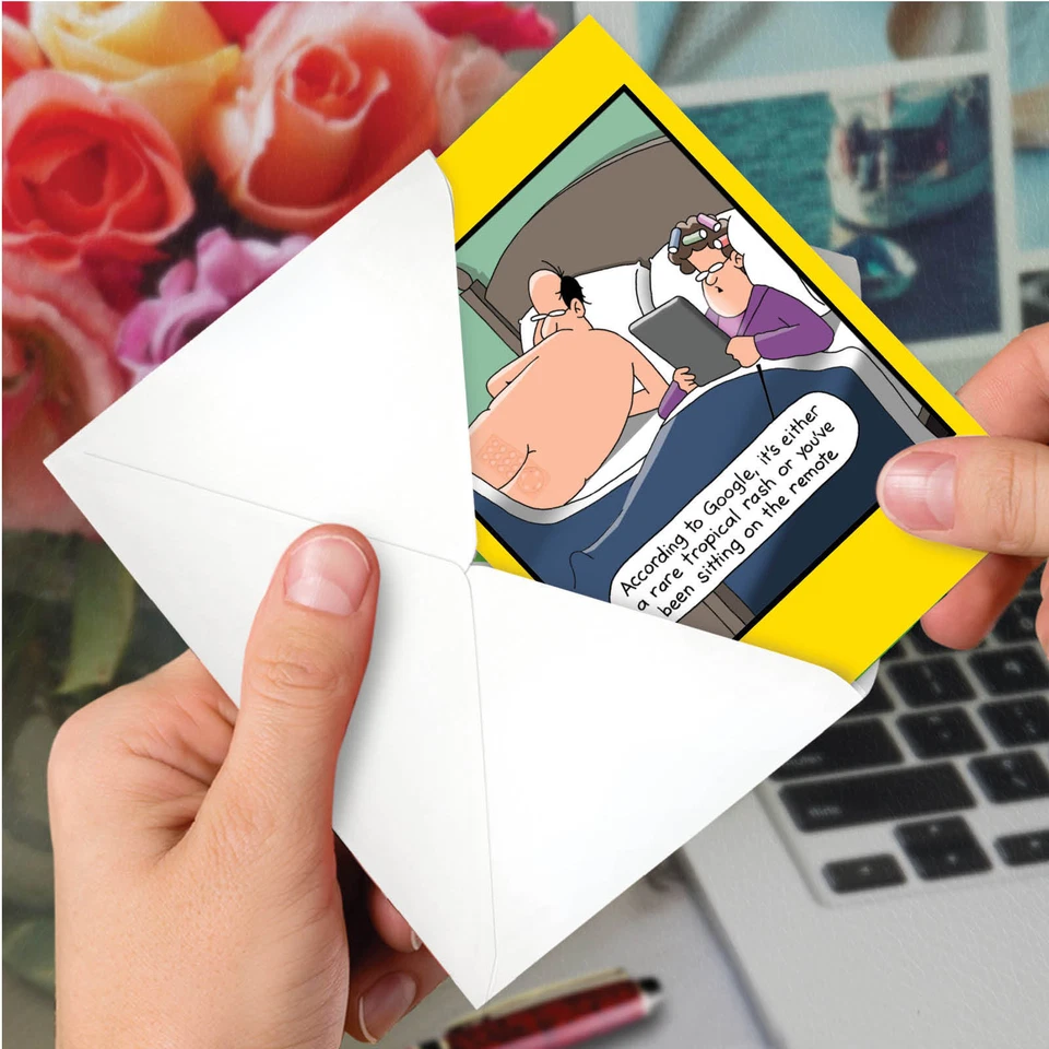 1 Tarjeta de Aniversario Divertida con Sobre - Erupción Remoto C7013ANG Foto 4 de 4