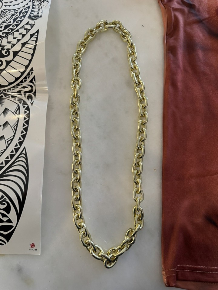 Jersey Shore Pauly D Costume Muscle & Skull Shirt Jeans Gold Chain L/XL