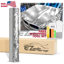 24K Chopped Forged Carbon Fiber Gloss Silver Car Vinyl Wrap Sticker Decal Sheet