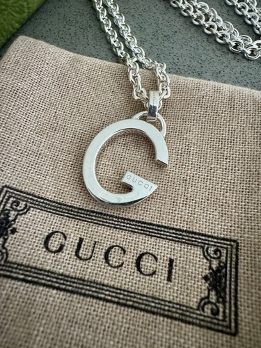 $390 GUCCI Sterling Silver Charlotte G Pendant Necklace 925 Box & Pouch Booklet - Picture 2 of 7
