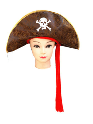 Adult Jack Sparrow Deluxe Pirate Hat Faux Leather Cap Pirates of the