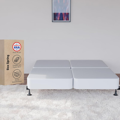 Durable 4-Inch Box Spring for California King Mattress - Fully Assembled, White