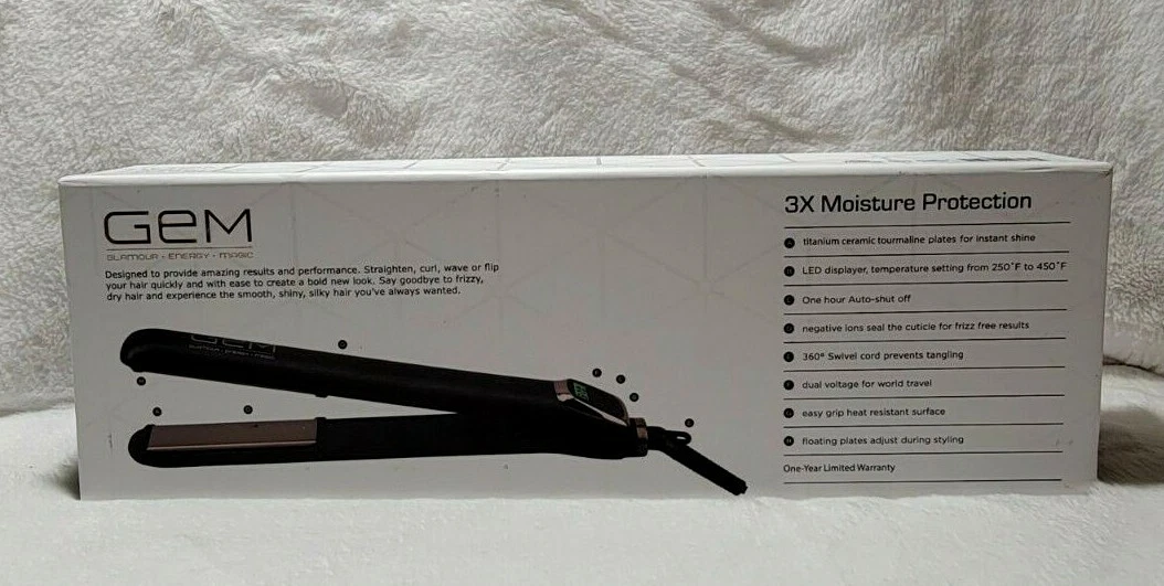 Gem 3x Moisture Protection 1" Digital Styling Flat Iron Titanium LED