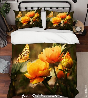 3D Butterfly Flower Plant Colorful Quilt Cover Set Bedding Sets Pillowcases 64
