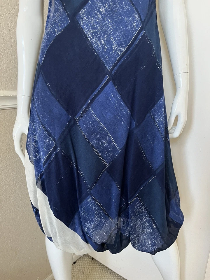 ¡VINTAGE SIN MARCA! Vestido sin mangas azul marino de 1990 con cintura atada talla S Foto 2 de 4