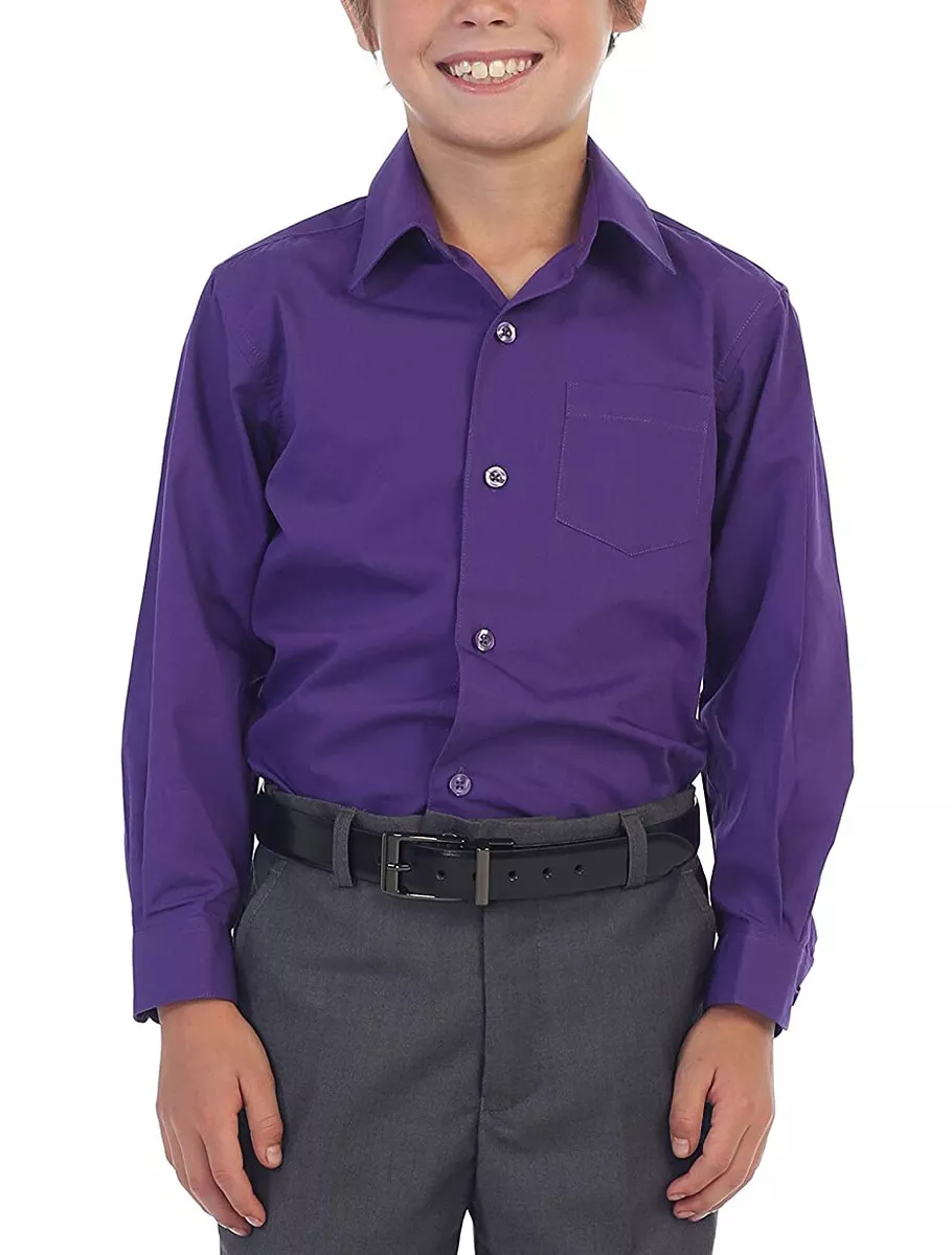 Boys purple long cheap sleeve shirt