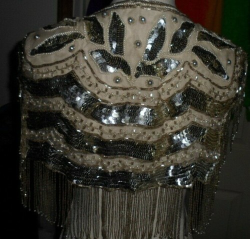 Sheer Silver Sequins Beaded Shawl 