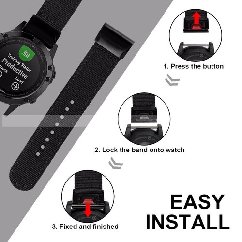 Quickfit Nylon Armband For Garmin Fenix 7 7X 7S 6 6X 6S Pro 5 5X 3HR MK2 Strap - Bild 4 von 28