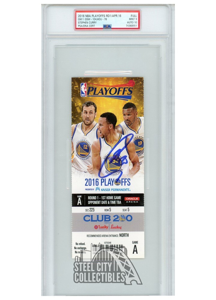 Stephen Curry Autographed 2016 NBA Playoffs Round 1 Game 1 PSA 9 PSA/DNA 10