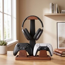 Headset Stand with Gaming Controller Holder Wood Headphone Stand Customized Gift