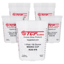 16-Ounce (1 Pint) Paint & Epoxy Mixing Cup Calibrated Ratios - Pack of 12 Cups