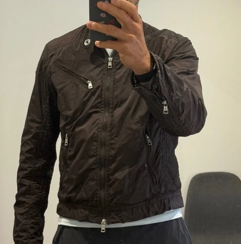 Moncler Lightweight Biker Jacket Size 3 M Brown Nylon Vintage 2007 video thumbnail