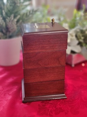 VTG Bombay Company MAHOGANY 4 DRAWER SWIVEL JEWELRY BOX