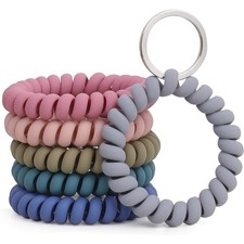 6PCS Stretchable Wristband Wristlet Keychain Wrist Key Chain Wristlet,Spring
