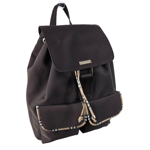 Burberry Fragrance Backpack Womens Medium Black Nova check Drawstring Casual