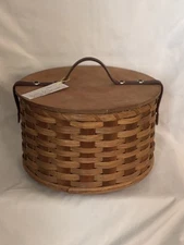 Handmade Amish Small Two Tier Woven Sewing Basket on a Swivel