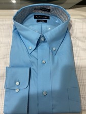 Paul Fredrick Classic Fit Non-Iron Aqua Cotton Dress Shirt 19-36