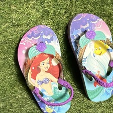 Disney Little Mermaid Girls US 9 Purple Flip Flop Sandals Ariel