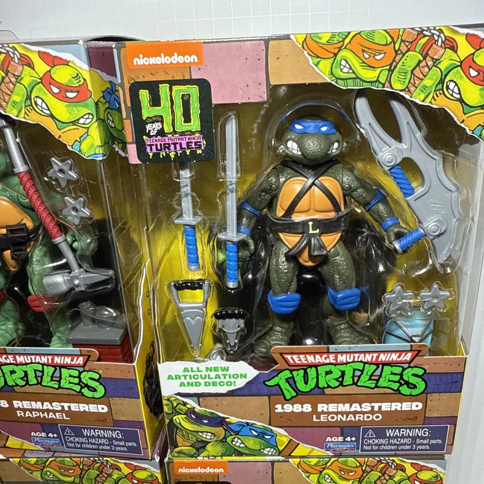 TMNT 1988 REMASTERIZADO PLAYMATES SET DE 4 TORTUGAS NINJA 2024 40 ANIVERSARIO SELLO Foto 3 de 4