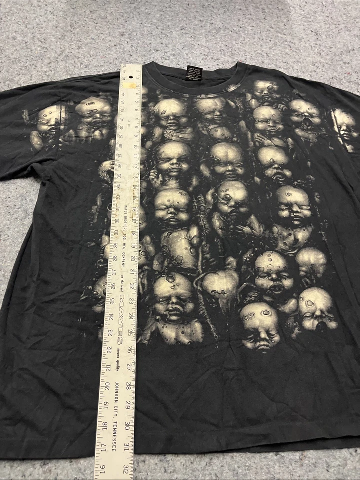 Camiseta Vintage Futuristic Faces Doble Cara Rock Eagle XXL Negra Manga Corta Foto 3 de 4