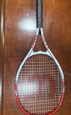 Wilson Federer Power Strings Tennis Racquet Racket Red White Black 4 3/8 L3 Grip