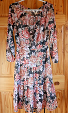 Vintage Montgomery Ward Chic Floral Sheer Midi Dress Boho Long Sleeve